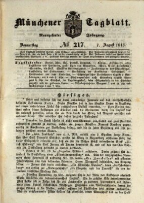 Münchener Tagblatt Donnerstag 7. August 1845