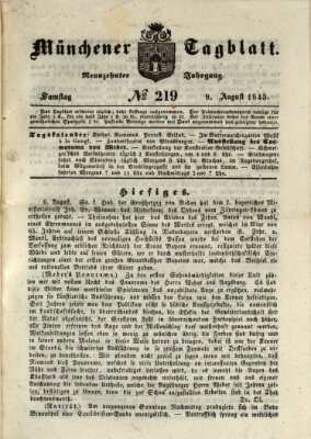 Münchener Tagblatt Samstag 9. August 1845