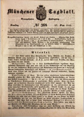 Münchener Tagblatt Samstag 27. September 1845