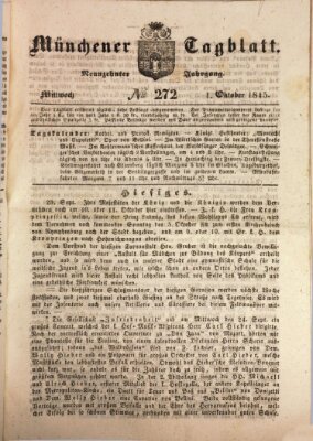 Münchener Tagblatt Mittwoch 1. Oktober 1845