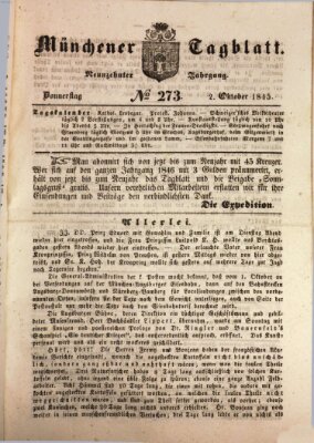 Münchener Tagblatt Donnerstag 2. Oktober 1845