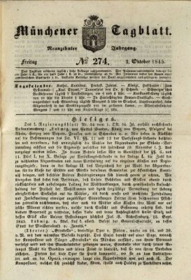 Münchener Tagblatt Freitag 3. Oktober 1845