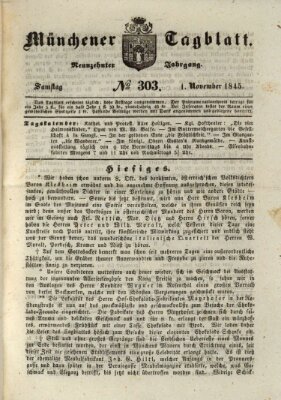 Münchener Tagblatt Samstag 1. November 1845