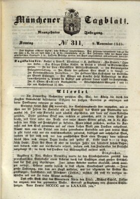 Münchener Tagblatt Sonntag 9. November 1845