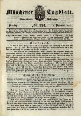 Münchener Tagblatt Dienstag 2. Dezember 1845