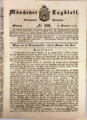 Münchener Tagblatt Mittwoch 24. Dezember 1845