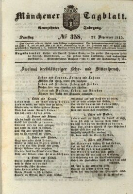 Münchener Tagblatt Samstag 27. Dezember 1845