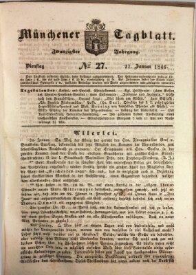 Münchener Tagblatt Dienstag 27. Januar 1846