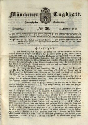 Münchener Tagblatt Donnerstag 5. Februar 1846