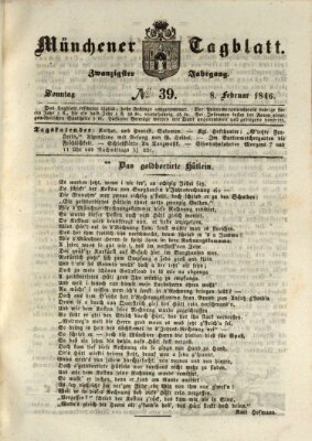 Münchener Tagblatt Sonntag 8. Februar 1846