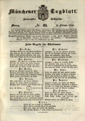 Münchener Tagblatt Montag 9. Februar 1846