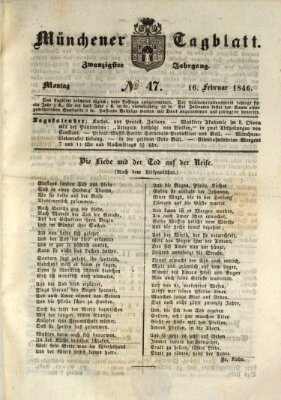 Münchener Tagblatt Montag 16. Februar 1846