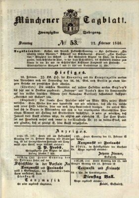 Münchener Tagblatt Sonntag 22. Februar 1846