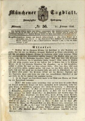 Münchener Tagblatt Mittwoch 25. Februar 1846