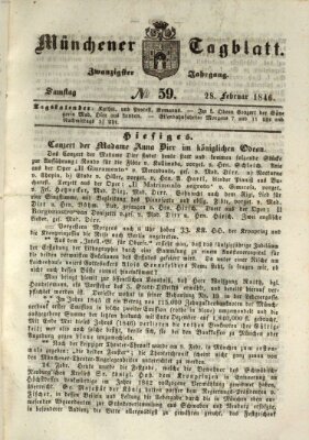 Münchener Tagblatt Samstag 28. Februar 1846