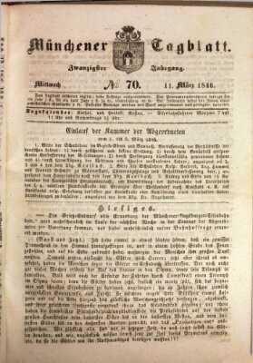 Münchener Tagblatt Mittwoch 11. März 1846