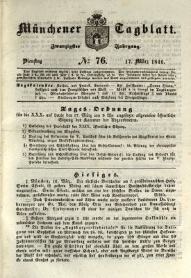 Münchener Tagblatt Dienstag 17. März 1846