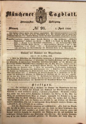 Münchener Tagblatt Mittwoch 1. April 1846