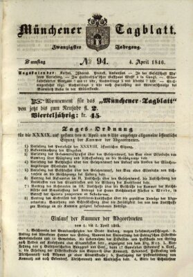 Münchener Tagblatt Samstag 4. April 1846