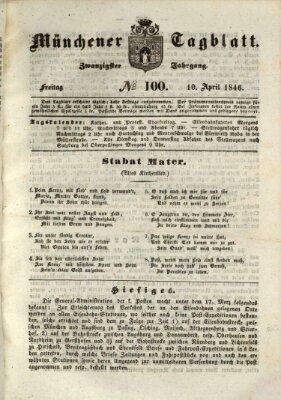 Münchener Tagblatt Freitag 10. April 1846