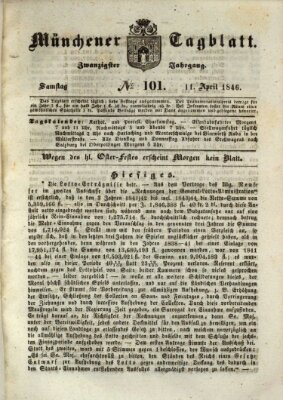 Münchener Tagblatt Samstag 11. April 1846