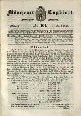 Münchener Tagblatt Mittwoch 15. April 1846