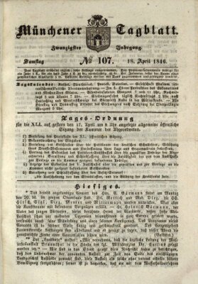 Münchener Tagblatt Samstag 18. April 1846