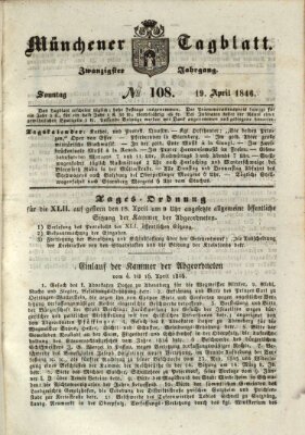 Münchener Tagblatt Sonntag 19. April 1846