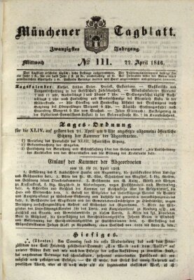 Münchener Tagblatt Wednesday 22. April 1846