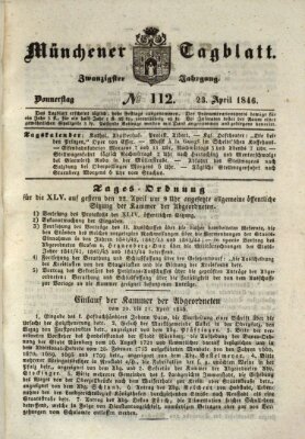 Münchener Tagblatt Donnerstag 23. April 1846