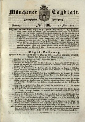 Münchener Tagblatt Sonntag 17. Mai 1846