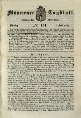 Münchener Tagblatt Dienstag 2. Juni 1846