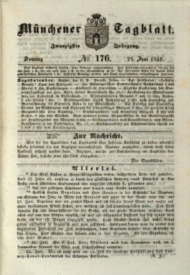 Münchener Tagblatt Sonntag 28. Juni 1846