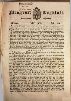 Münchener Tagblatt Mittwoch 1. Juli 1846