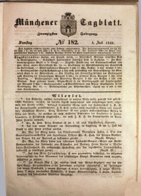 Münchener Tagblatt Samstag 4. Juli 1846