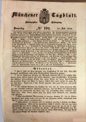 Münchener Tagblatt Donnerstag 16. Juli 1846