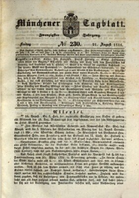 Münchener Tagblatt Freitag 21. August 1846