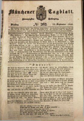 Münchener Tagblatt Dienstag 22. September 1846