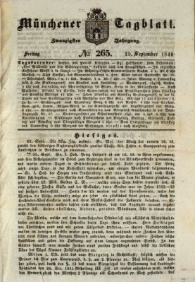 Münchener Tagblatt Freitag 25. September 1846