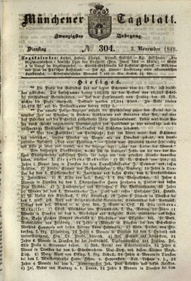 Münchener Tagblatt Dienstag 3. November 1846