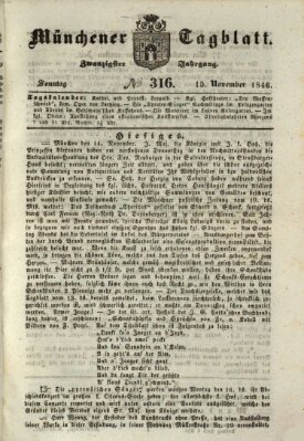 Münchener Tagblatt Sonntag 15. November 1846