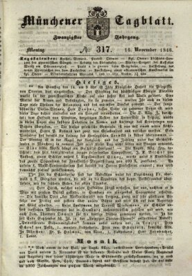 Münchener Tagblatt Montag 16. November 1846