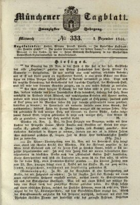 Münchener Tagblatt Mittwoch 2. Dezember 1846