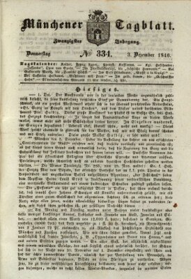 Münchener Tagblatt Donnerstag 3. Dezember 1846