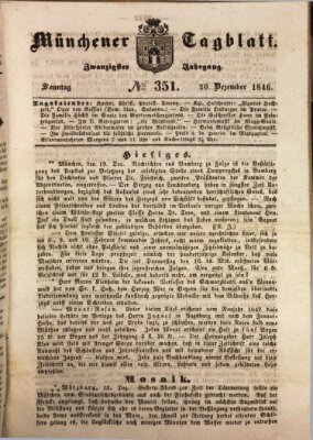 Münchener Tagblatt Sonntag 20. Dezember 1846