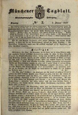 Münchener Tagblatt Sonntag 3. Januar 1847