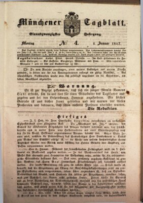 Münchener Tagblatt Montag 4. Januar 1847