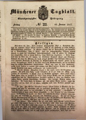 Münchener Tagblatt Freitag 22. Januar 1847