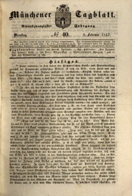 Münchener Tagblatt Dienstag 9. Februar 1847