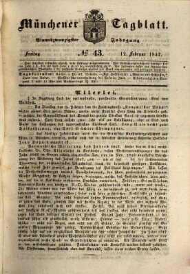 Münchener Tagblatt Freitag 12. Februar 1847